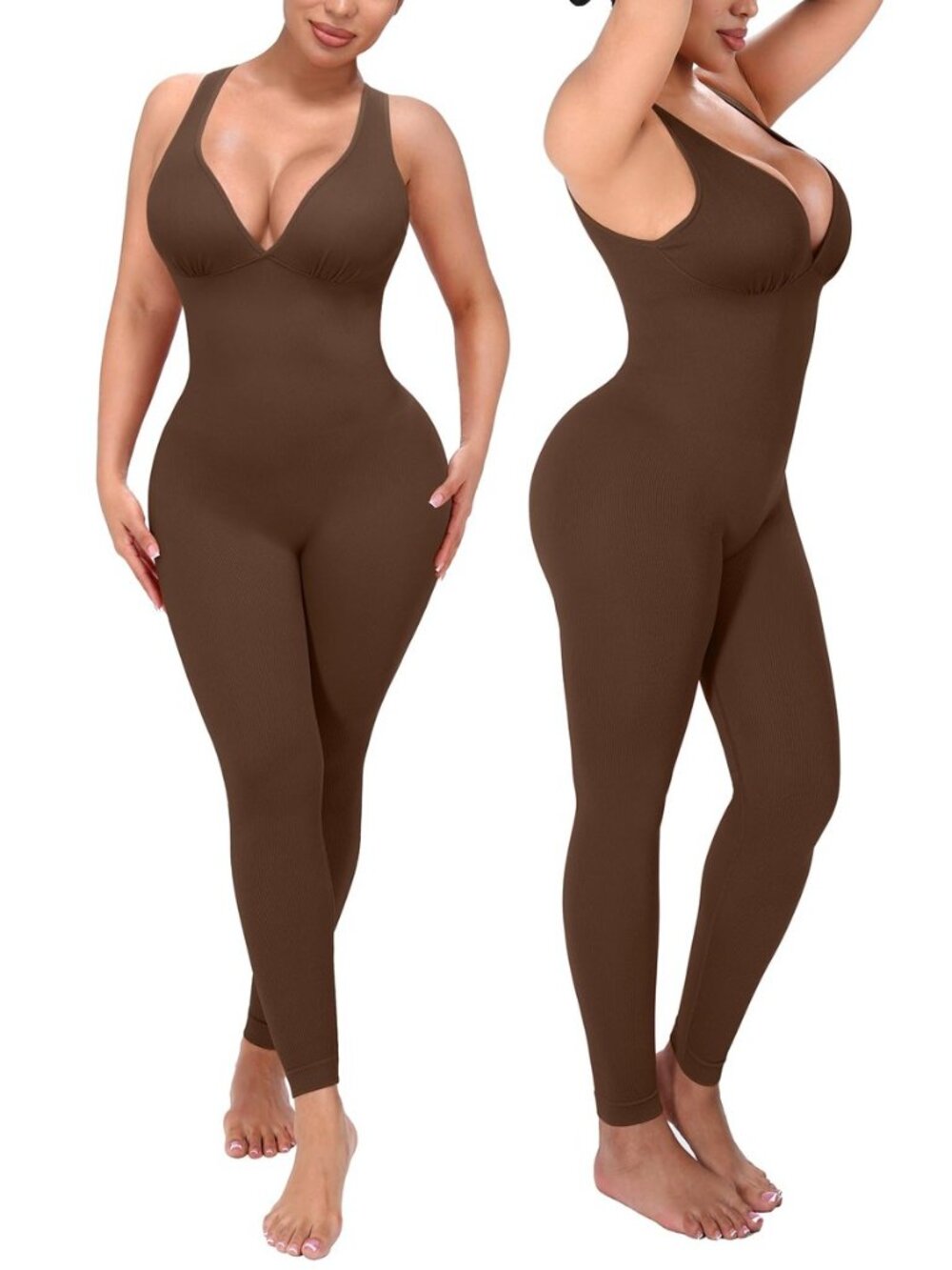 Tummy Control Jumpsuit for Women Seamless Bodycon Yoga Outfit